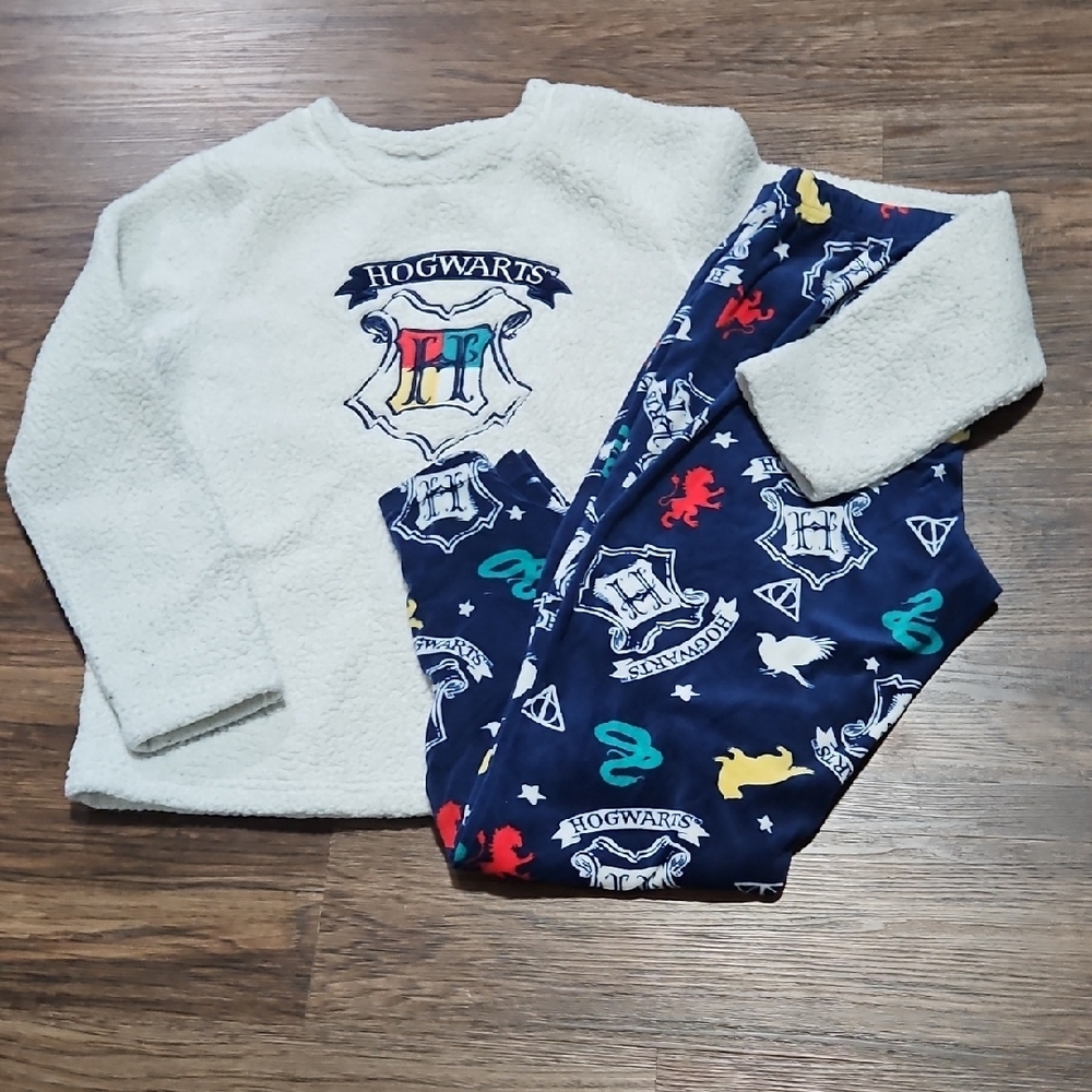 Harry Potter Hogwarts Fleece Pajama Set Womens Small 4-6 Sherpa Lounge Sleep